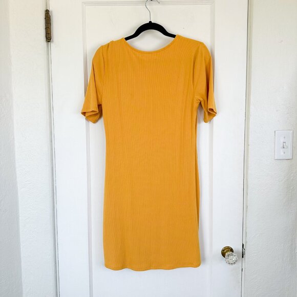Abercrombie | NWT Triple Keyhole Knit Mini Dress in Yellow Size Large - Picture 5 of 8